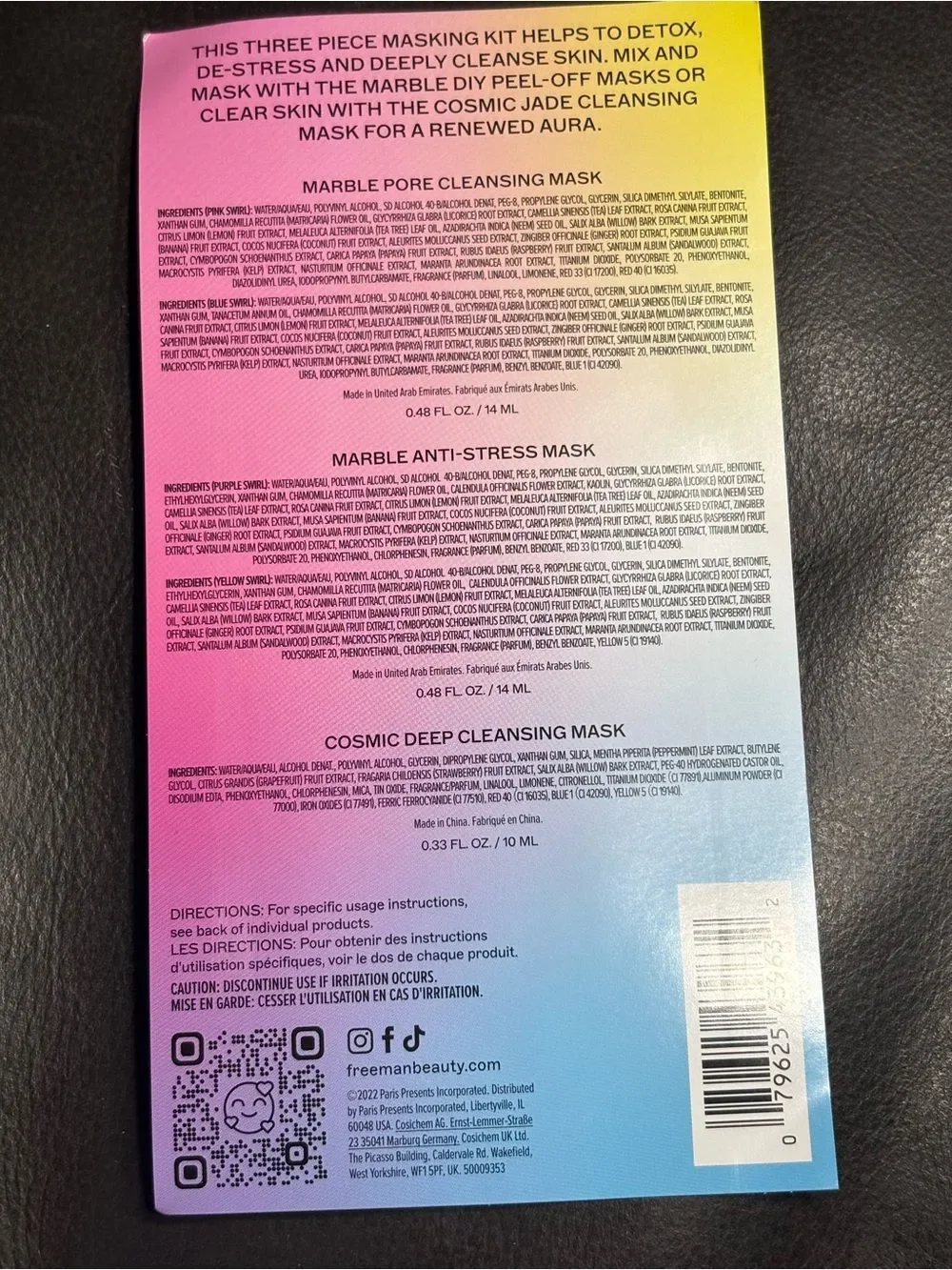 3 New Freeman Marble Peel-Off Mask - Vibrant Pink & Yellow